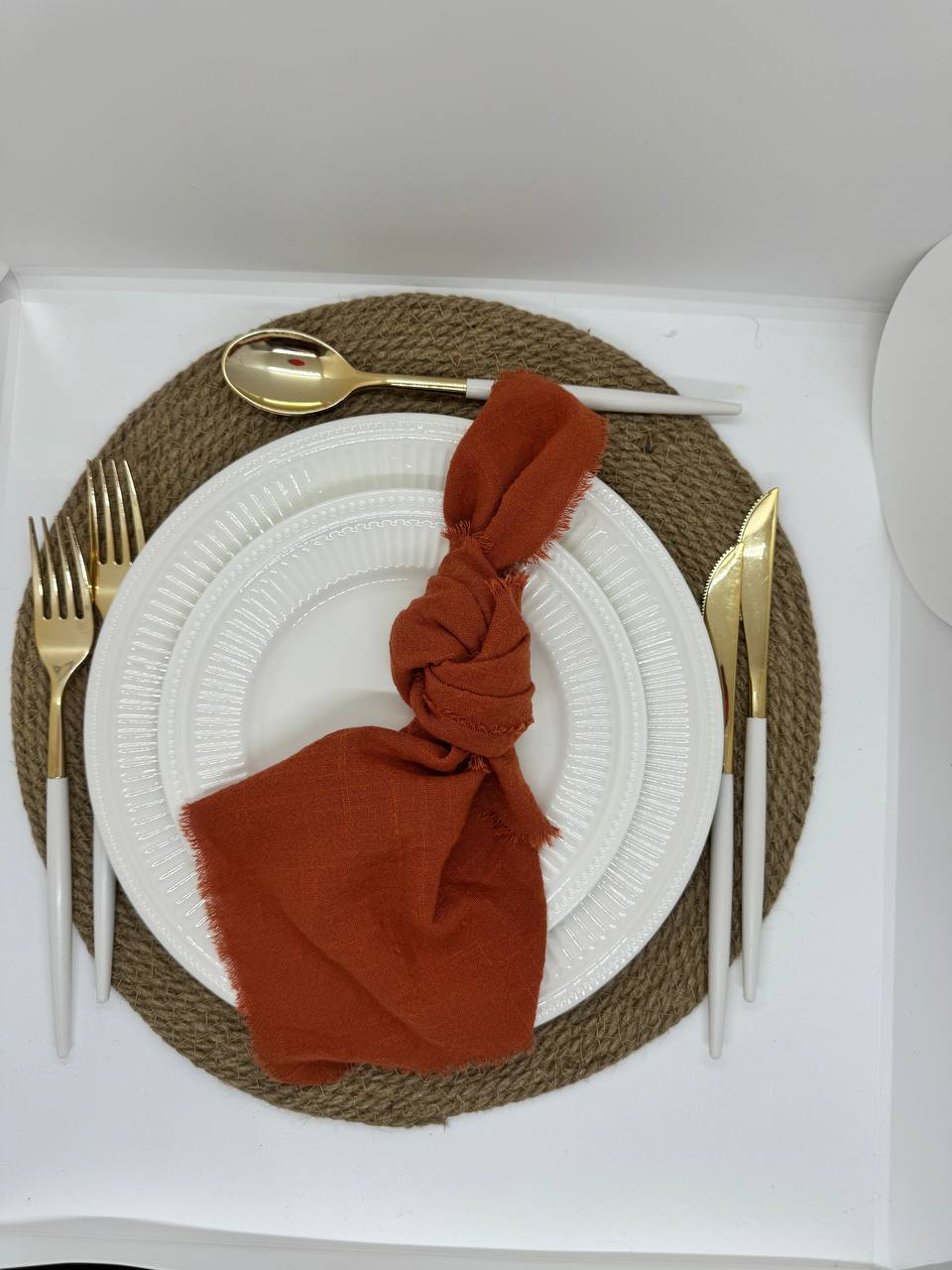 Gauze Napkin with Fringe Hire – Terracotta