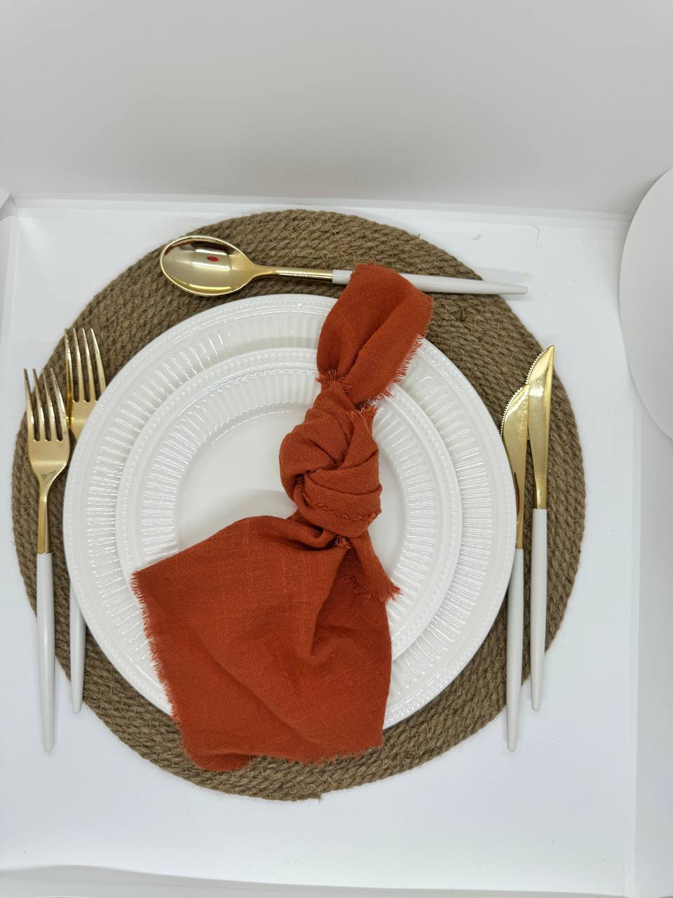 Gauze Napkin with Fringe Hire – Terracotta